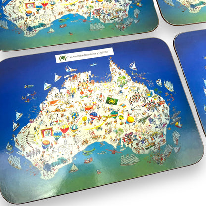 The Australian Bicentenary 1788-1988 Placemat Australian Map Set of 6