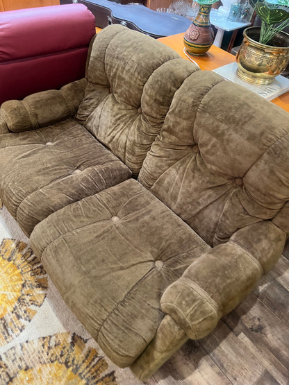 Chunky Brown Two Seater Lounge with Tufted Detailing