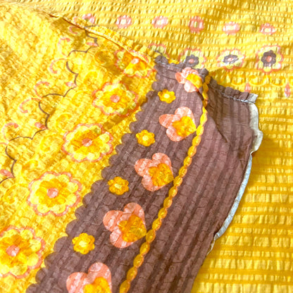Retro Yellow Orange and Brown Flower Pattern Tablecloth