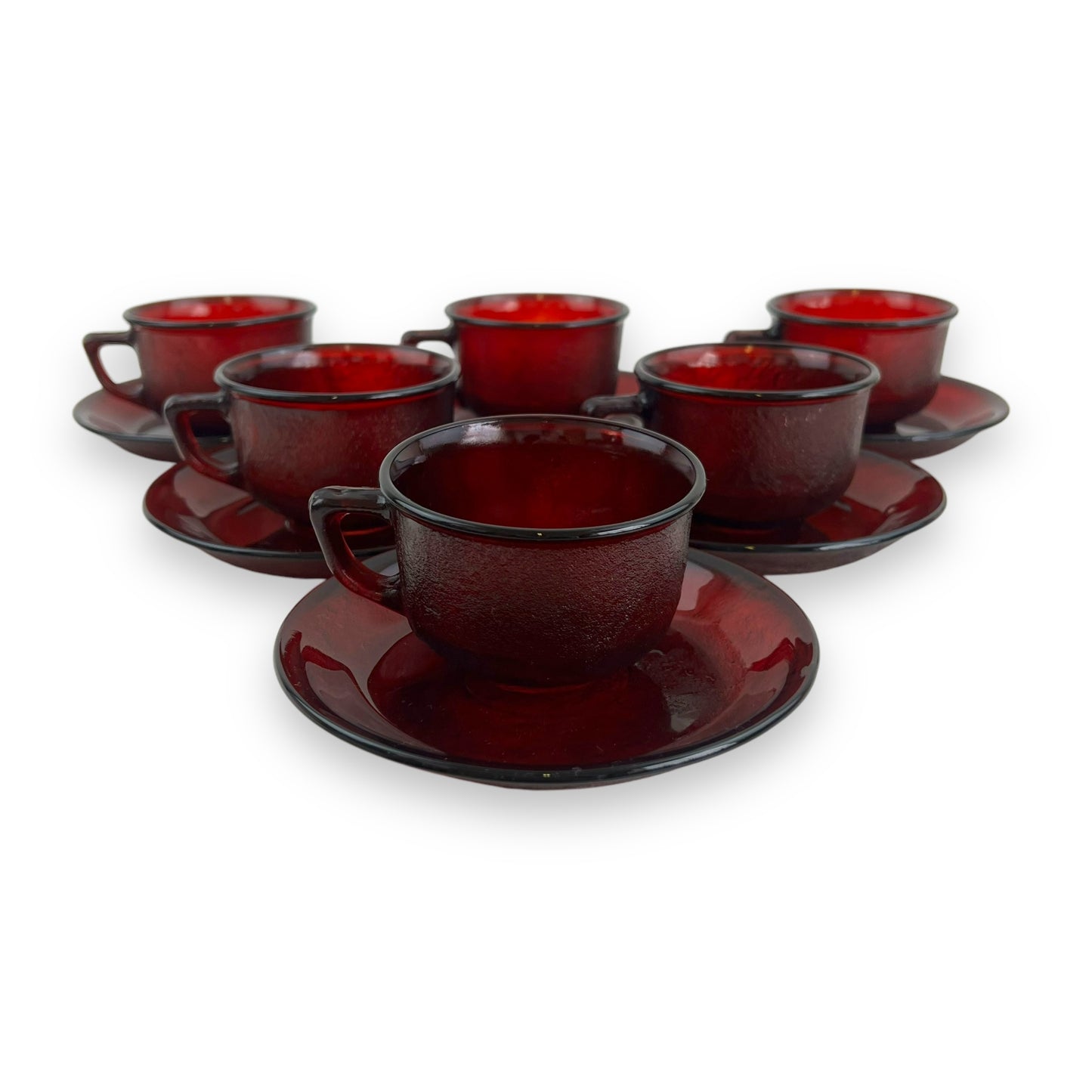Arcoroc Sierra Ruby Red Cup and Saucer set of 6