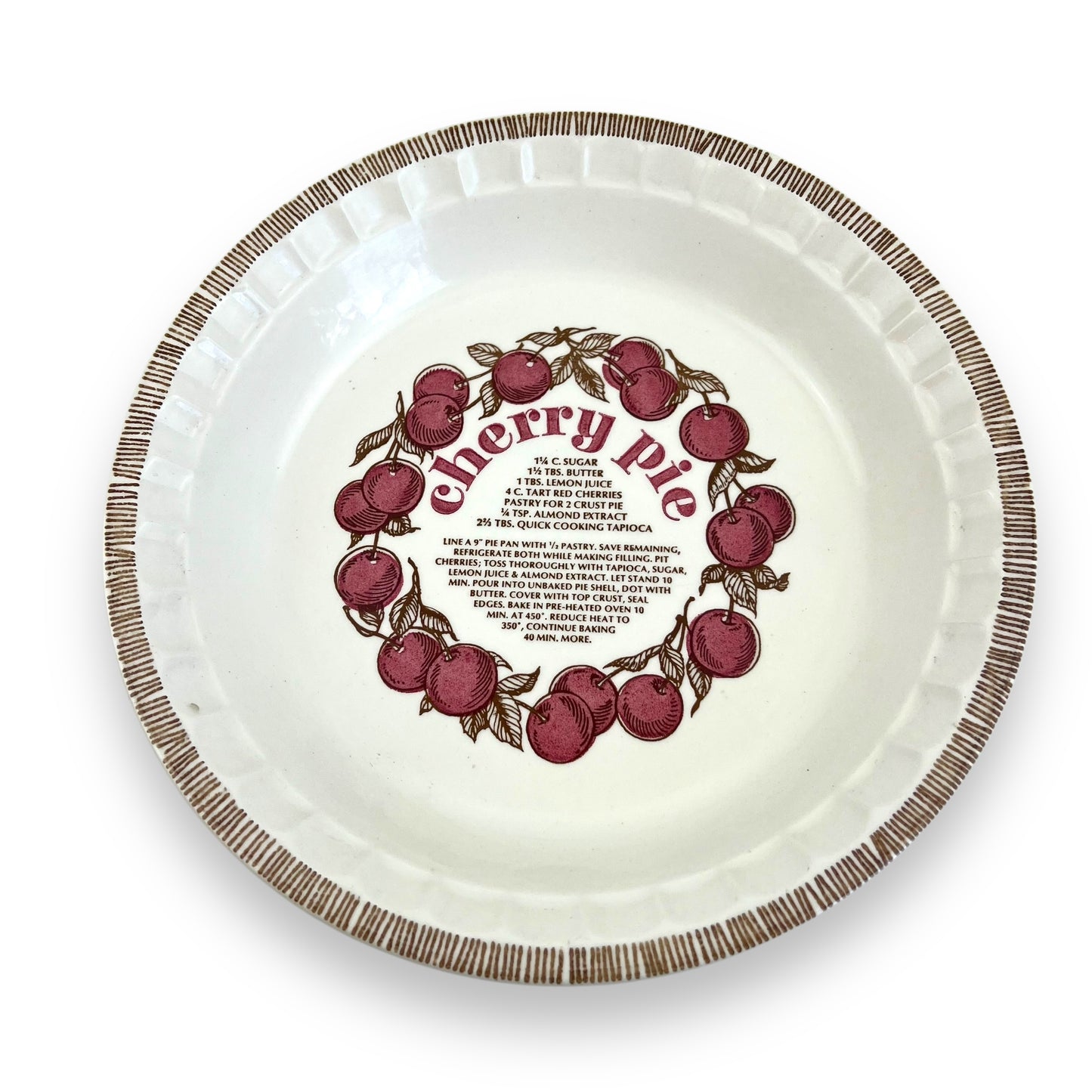 Cherry Pie Recipe baking dish - Made in USA