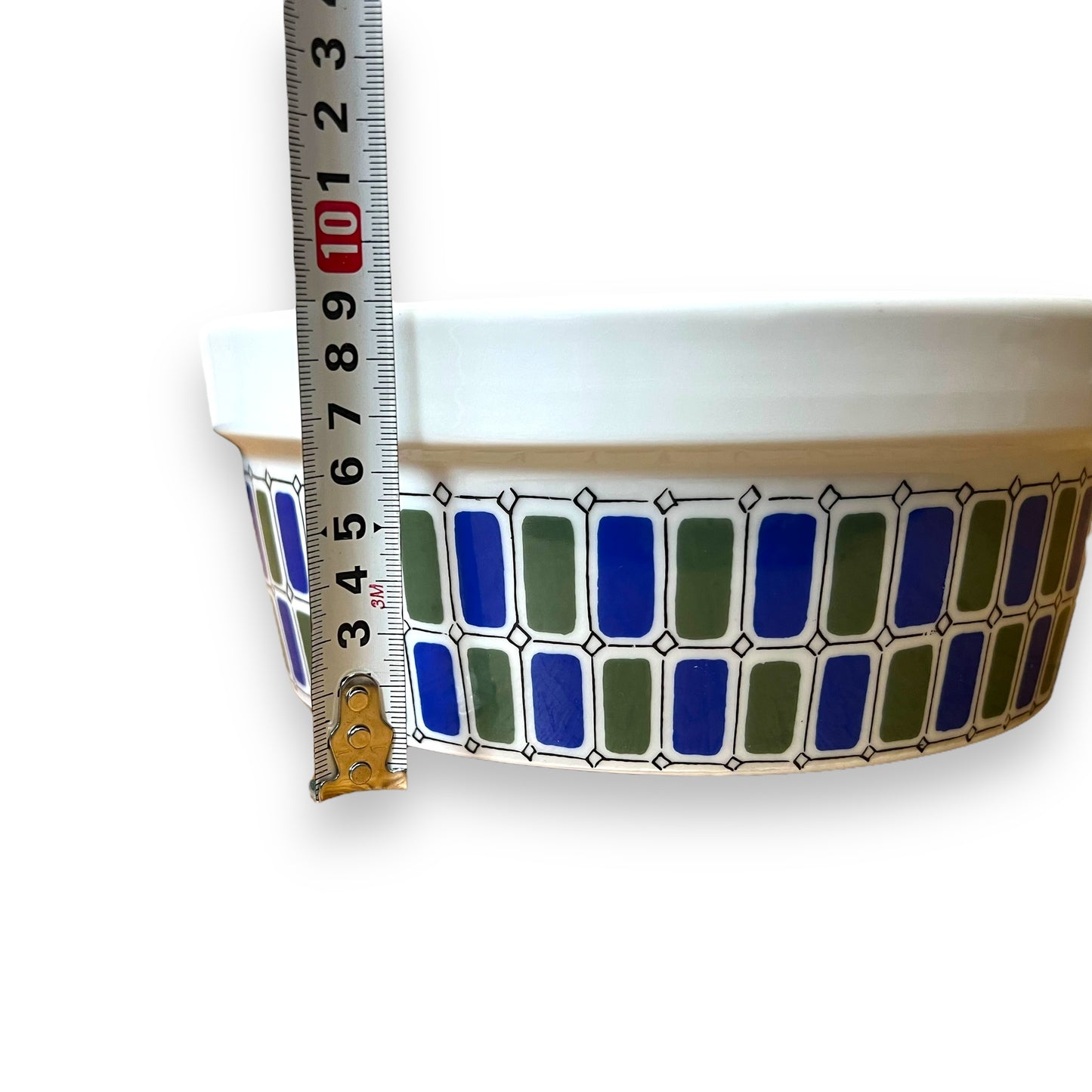 Blue and Green Geometric Pattern Ceramic Bowl - Made in Germany