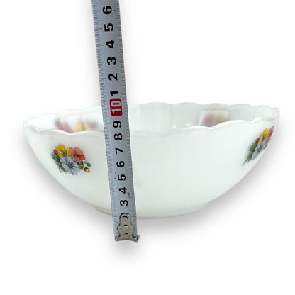 Arcopal France Multicolour flower white glass bowl