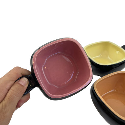 Black Ramekin Set of 3 (pink, yellow & orange inside)