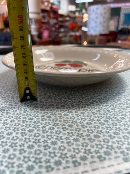 Cherry Pie Recipe Plate – Retro Ceramic Pie Dish with Recipe