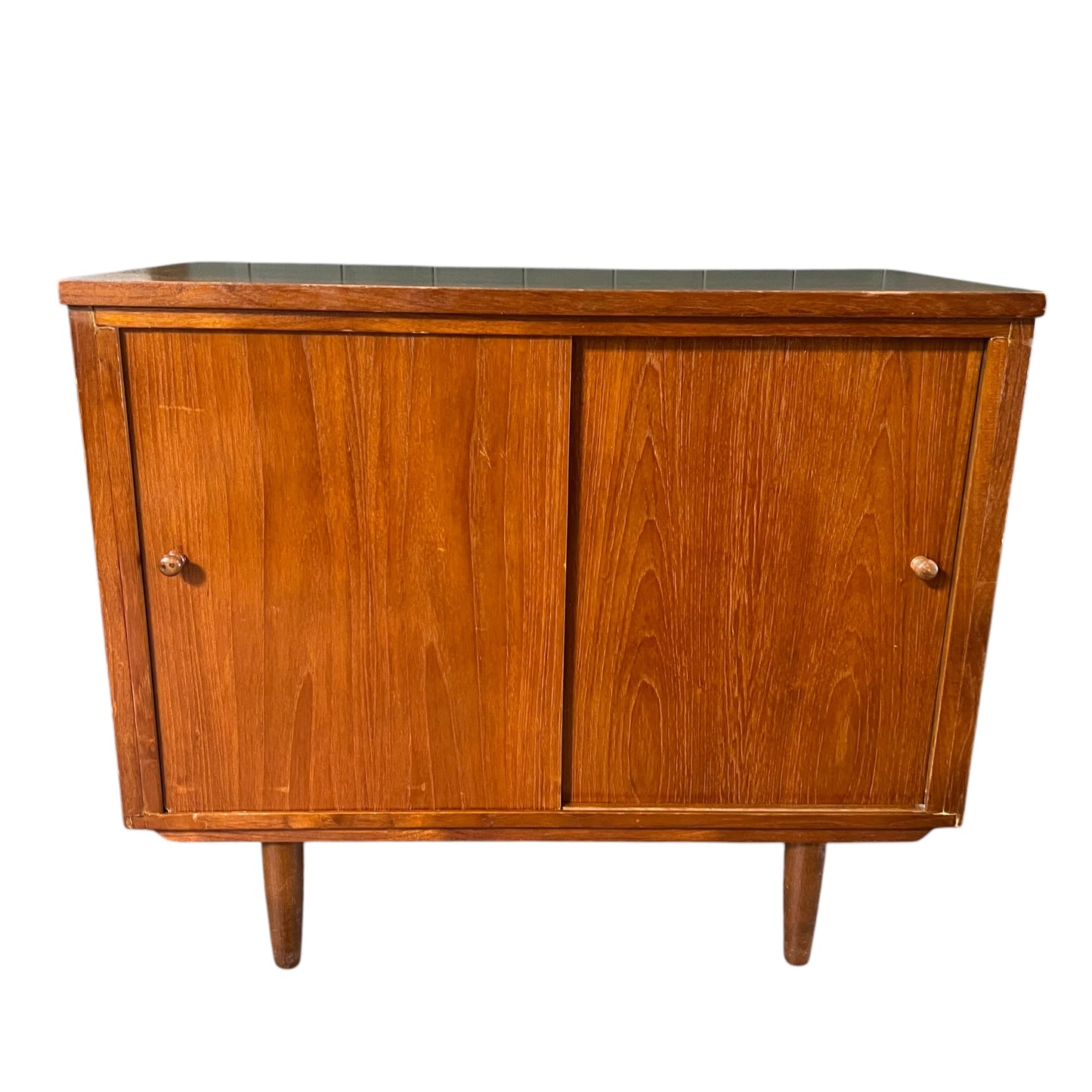 Teak Veneer Record Storage Cabinet