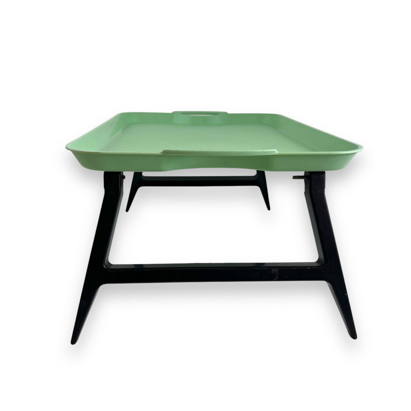 Green Plastic Breakfast tray black legs (1 pin in leg missing)