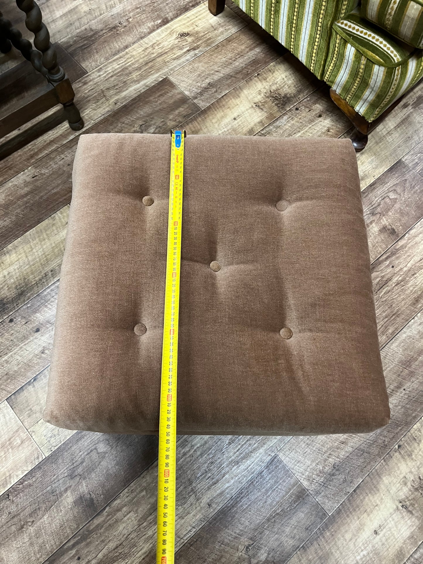 Taupe Button Tufted Upholstered Footrest Ottoman