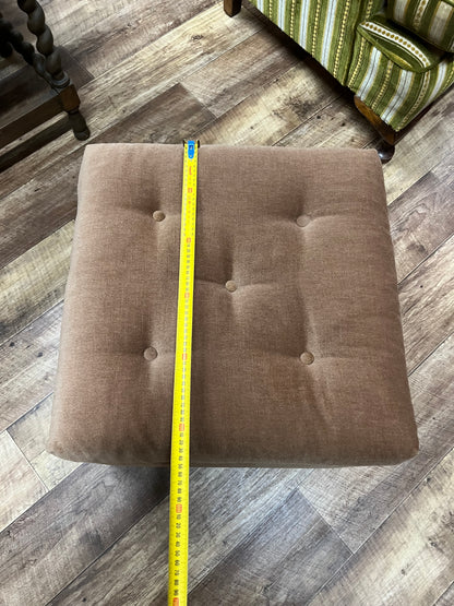 Taupe Button Tufted Upholstered Footrest Ottoman