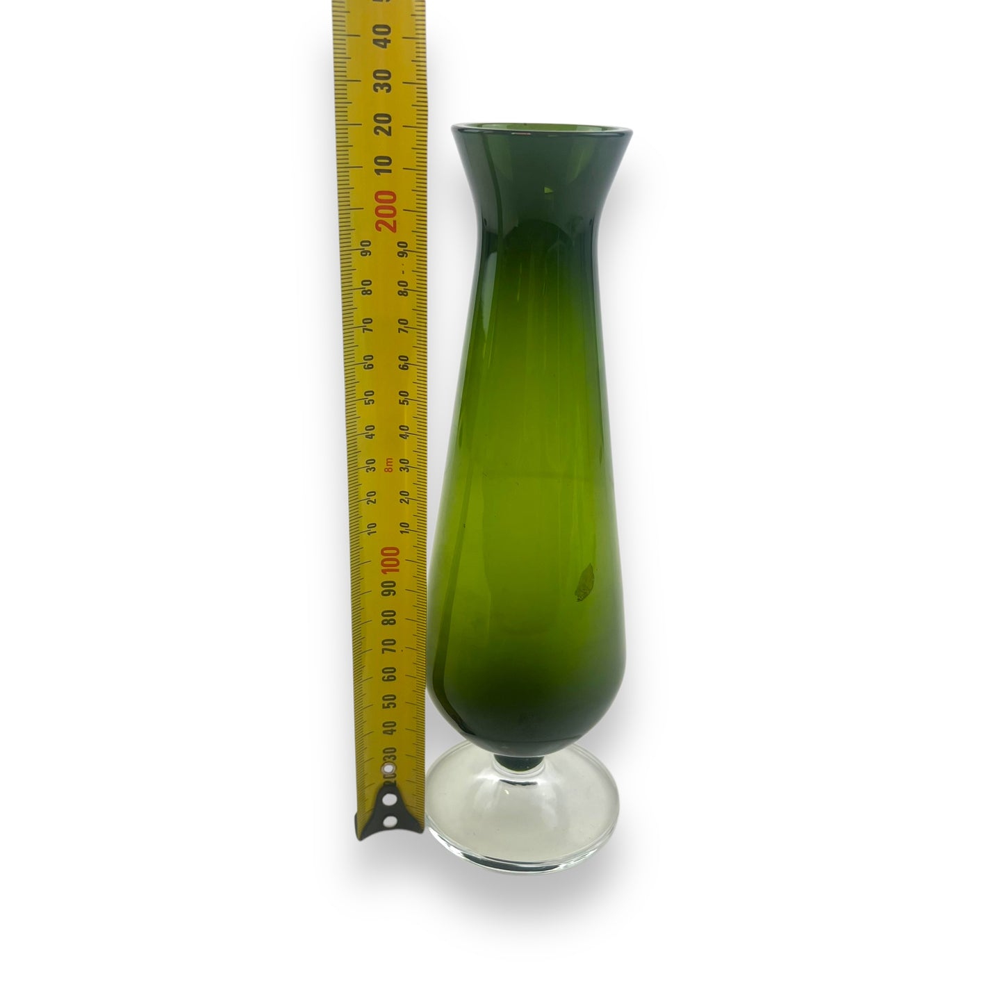 Green Empoli Art Glass Vase with Clear Base