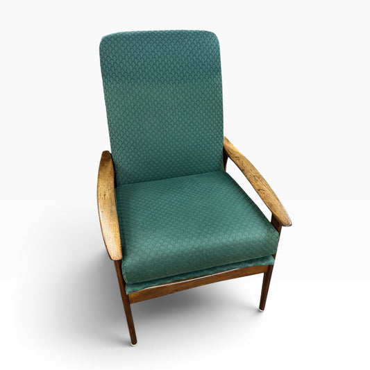 Fler Mid-Century High Back Armchair – Green Upholstery