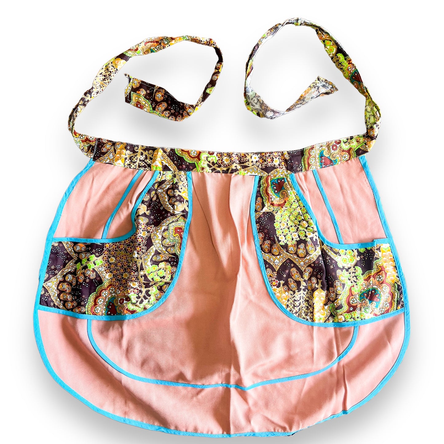 Retro patterned tie back half apron