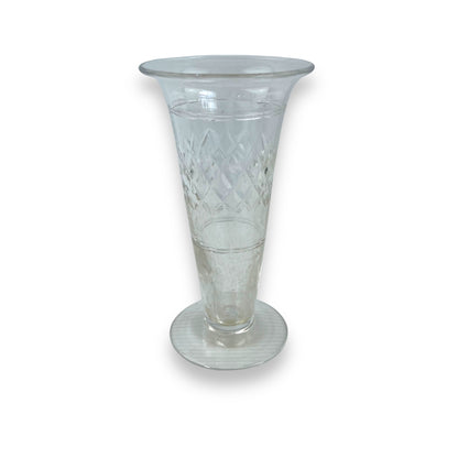 Clear glass trumpet shape vase