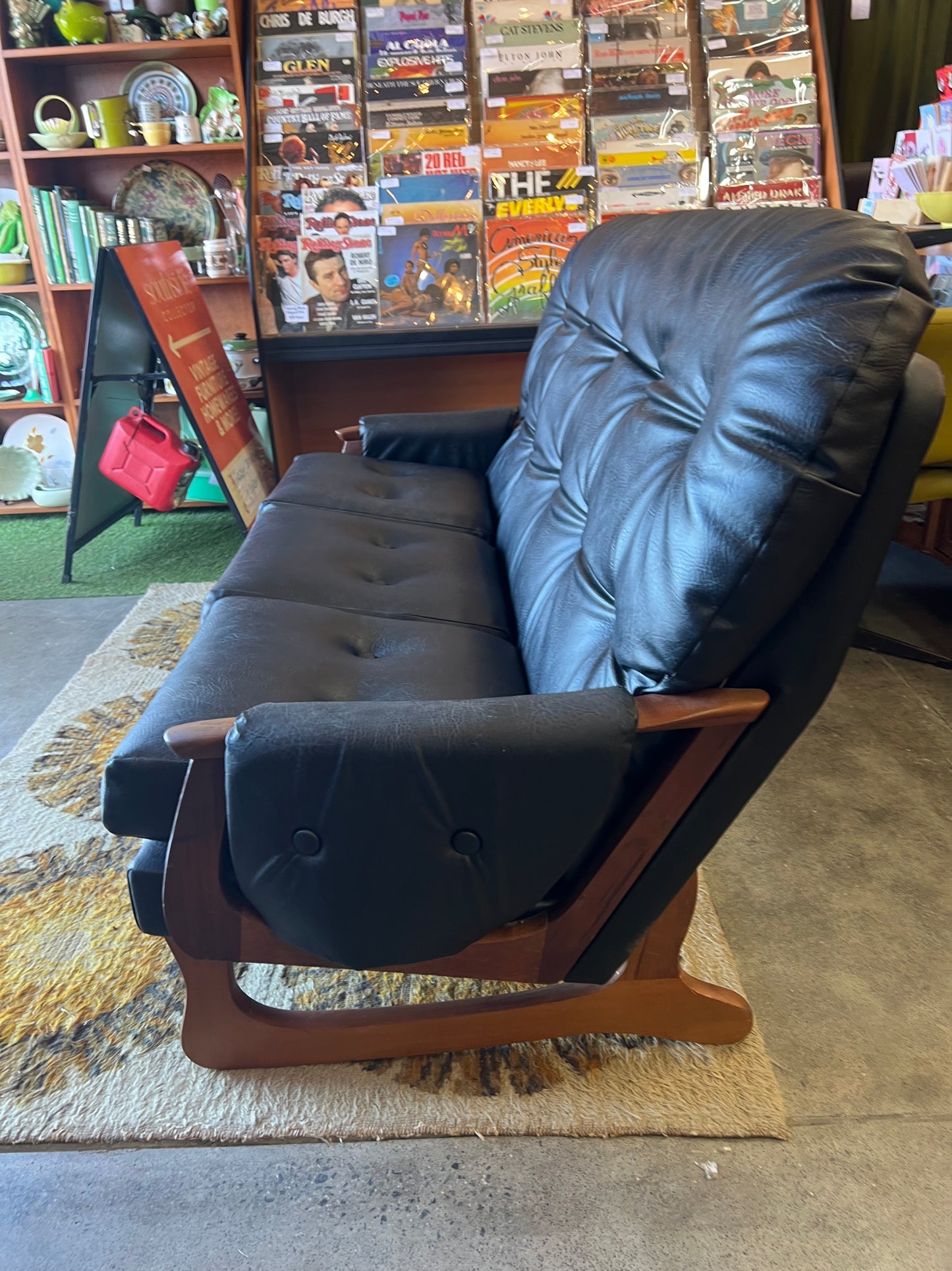 Black Vinyl 3-Seater Sofa by Mayline Furniture (Collingwood VIC) – Solid Timber Frame