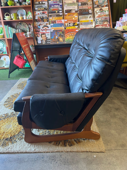 Black Vinyl 3-Seater Sofa by Mayline Furniture (Collingwood VIC) – Solid Timber Frame