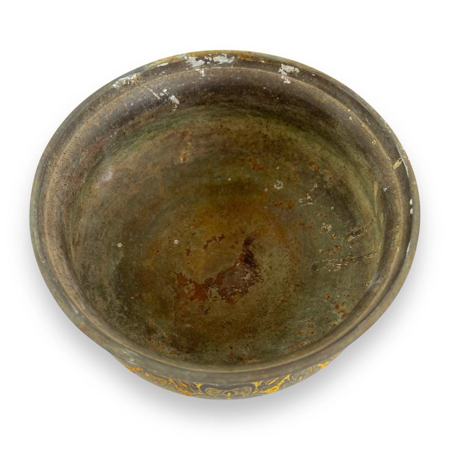 Brass flower etched rustic vase
