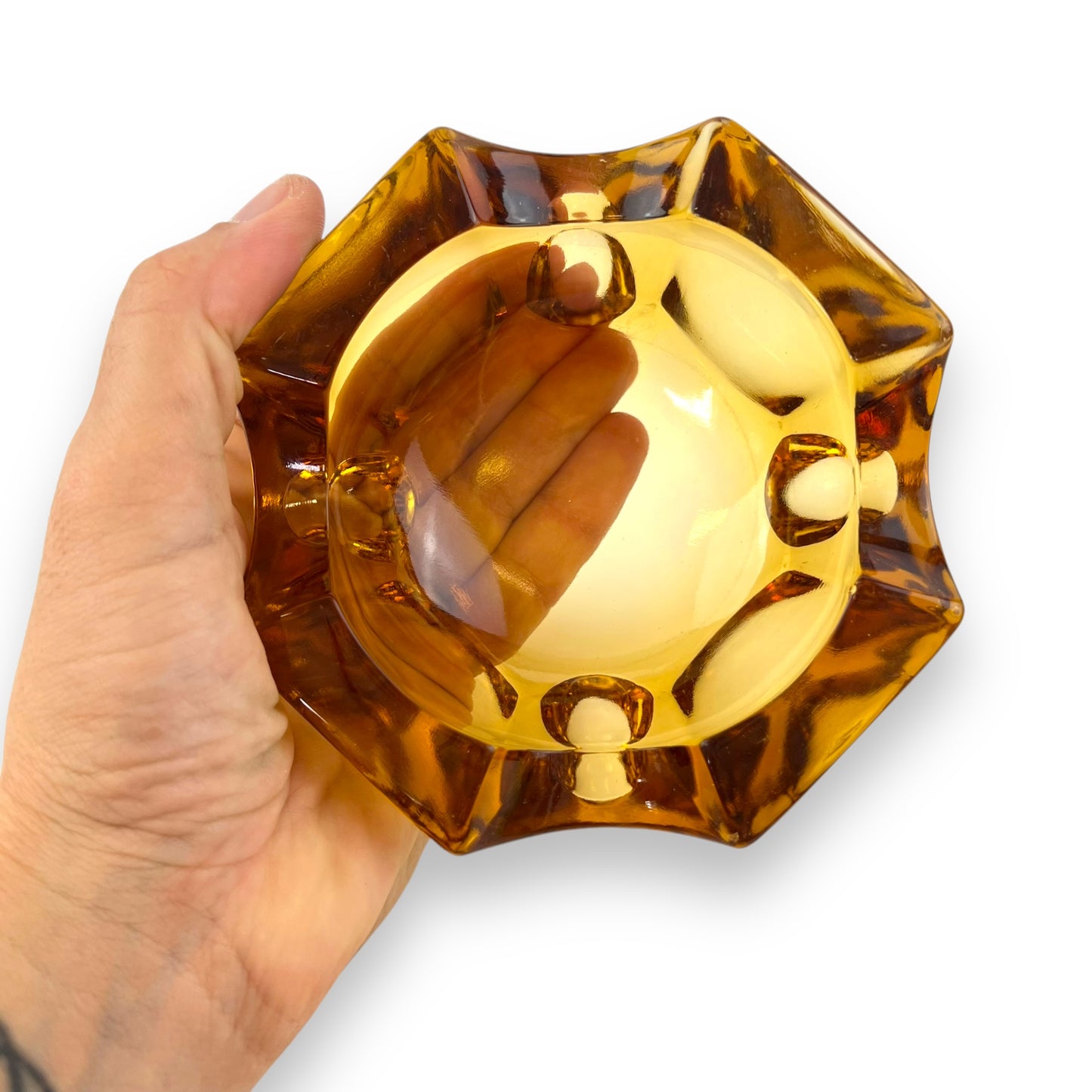 Amber Glass Ashtray