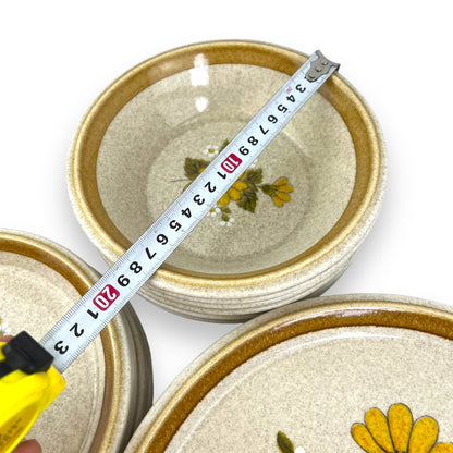 Mikasa Stone Manor “Melissa” F5811 Dinner Set - Bold Yellow Daisy Design, Beige Speckled - 24-Piece Set