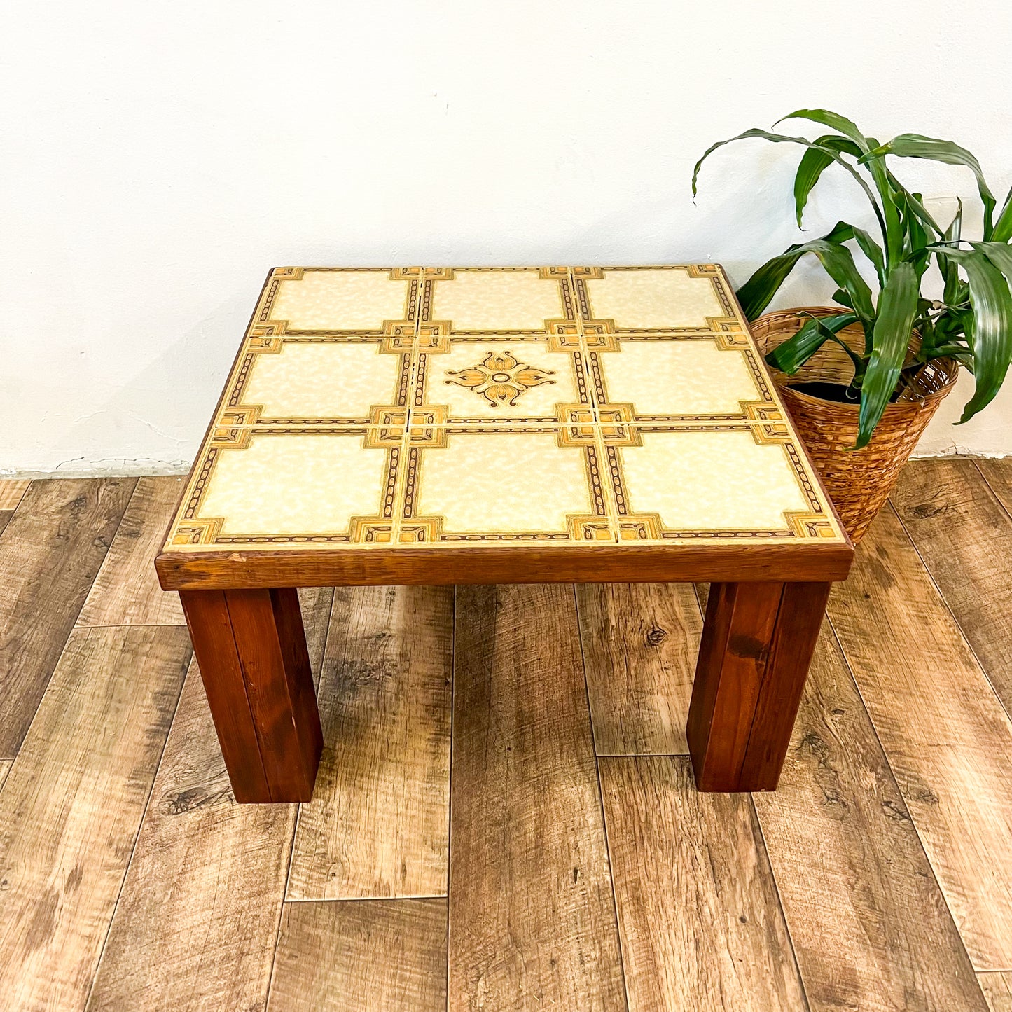 Square Tile Coffee table solid wood legs