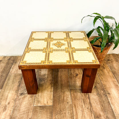 Square Tile Coffee table solid wood legs
