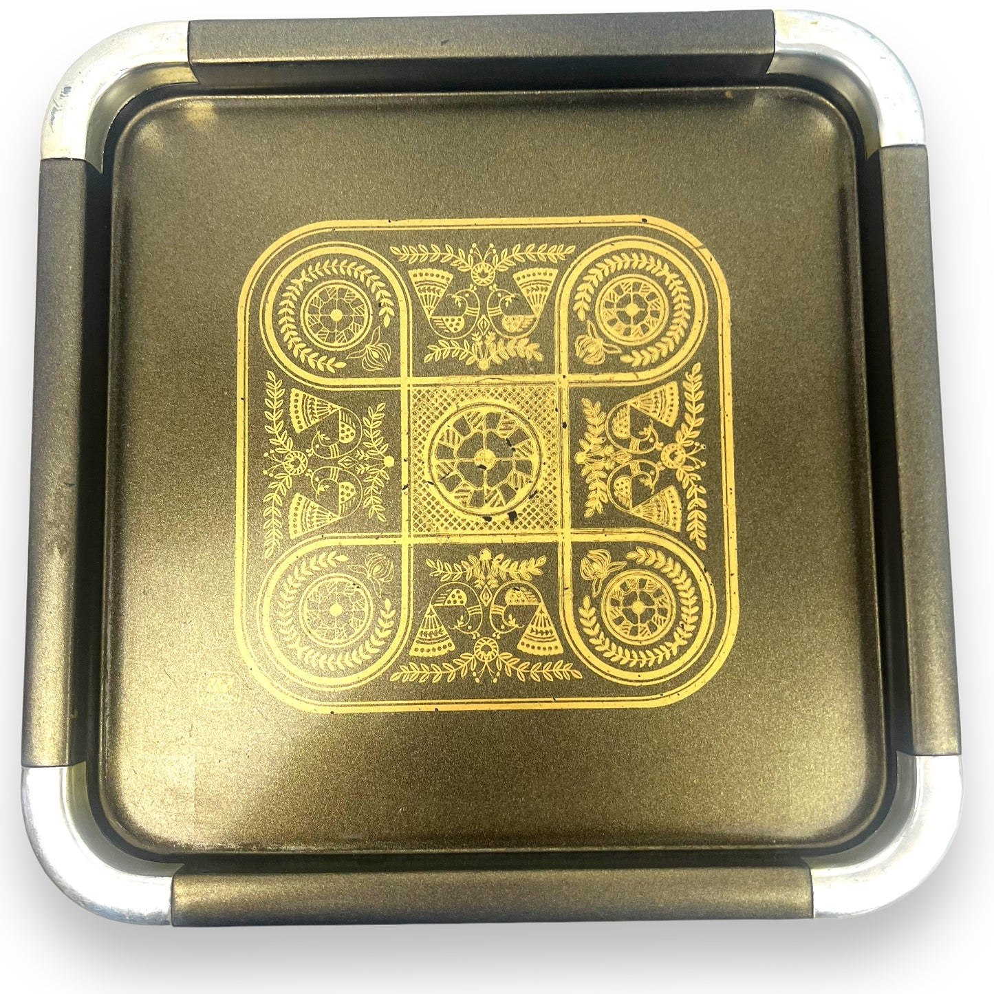 Retro Milton Black with gold decal plastic square tray