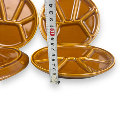 Fondue Plates x4 brown earthenware ceramic