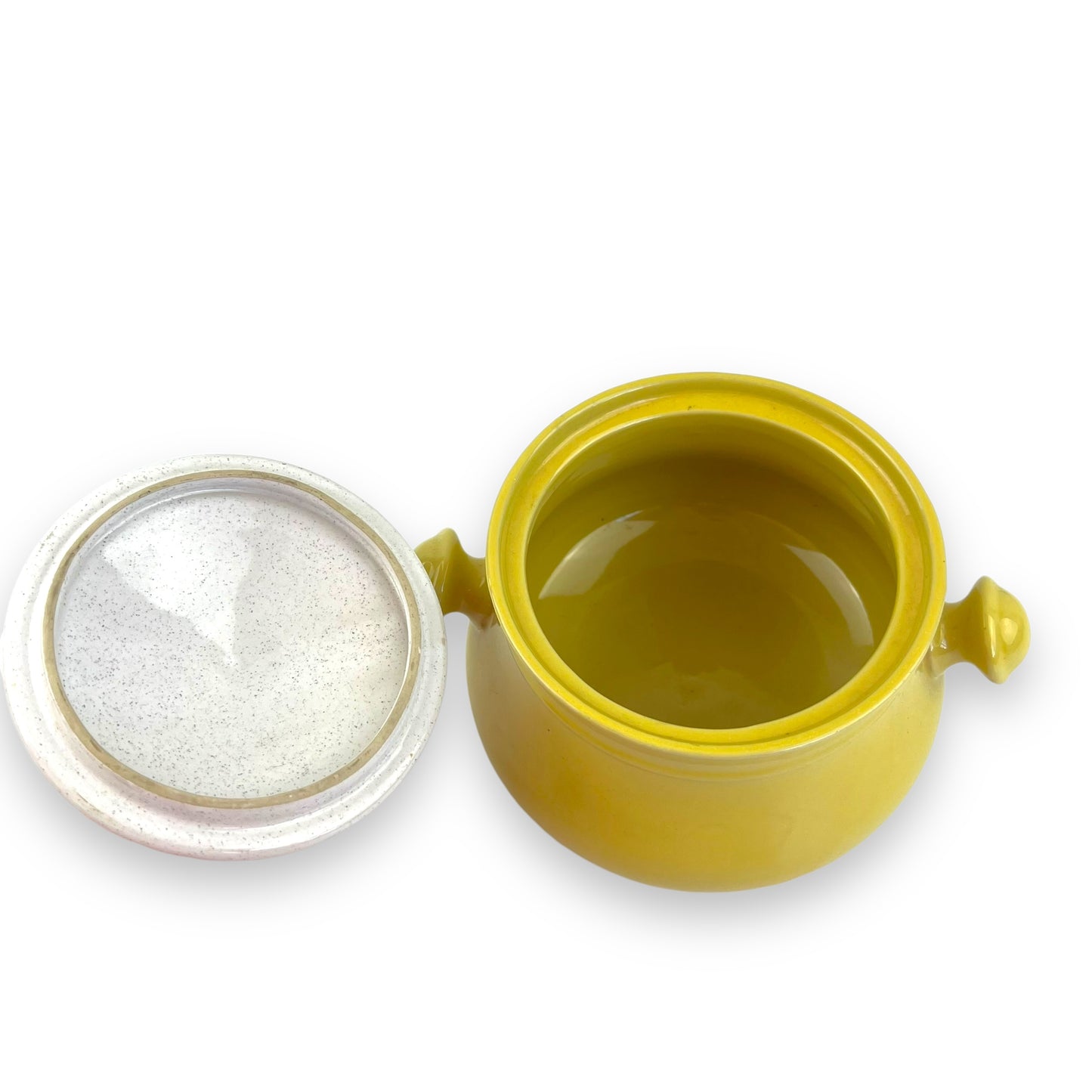 Colourful flower yellow fondue pot with lid