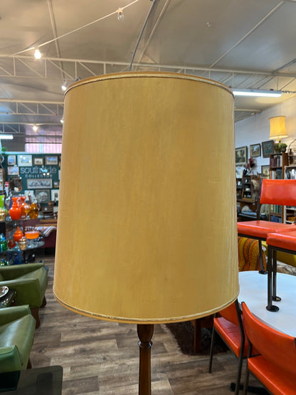 Timber Floor Lamp with Mustard Drum Shade