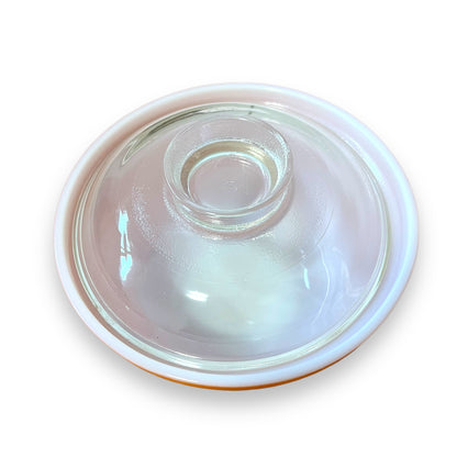Crown Pyrex Ovenware Dish with Clear Glass Lid - Vibrant Orange Design