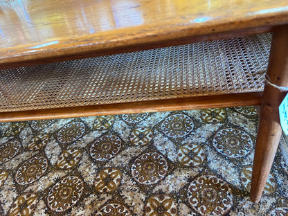 Parker Mid-Century Coffee Table with Cane Shelf