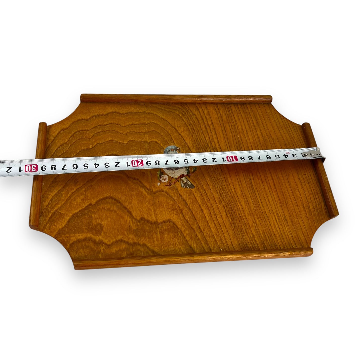Wooden Small Tray with Bird in Center