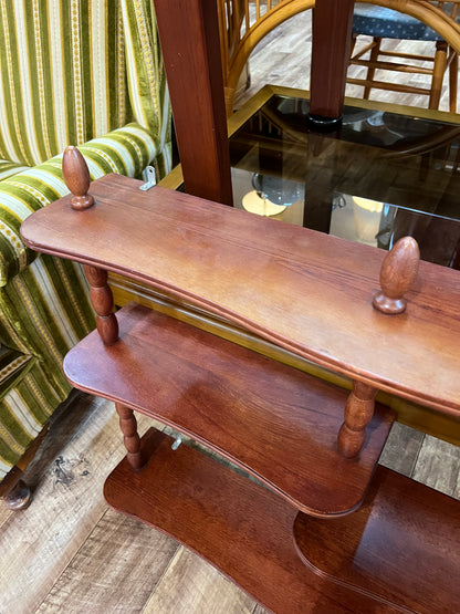 Timber Hanging Display Wall Shelf with Turned Spindles