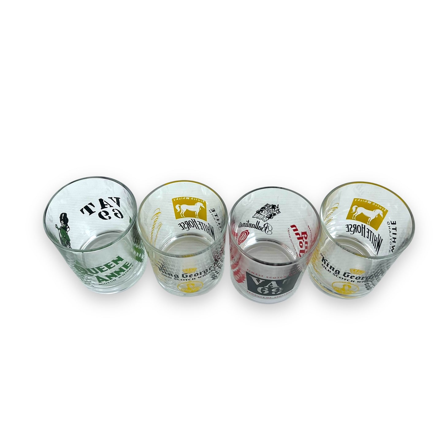 Colourful Logo patterned whiskey glass set of 4