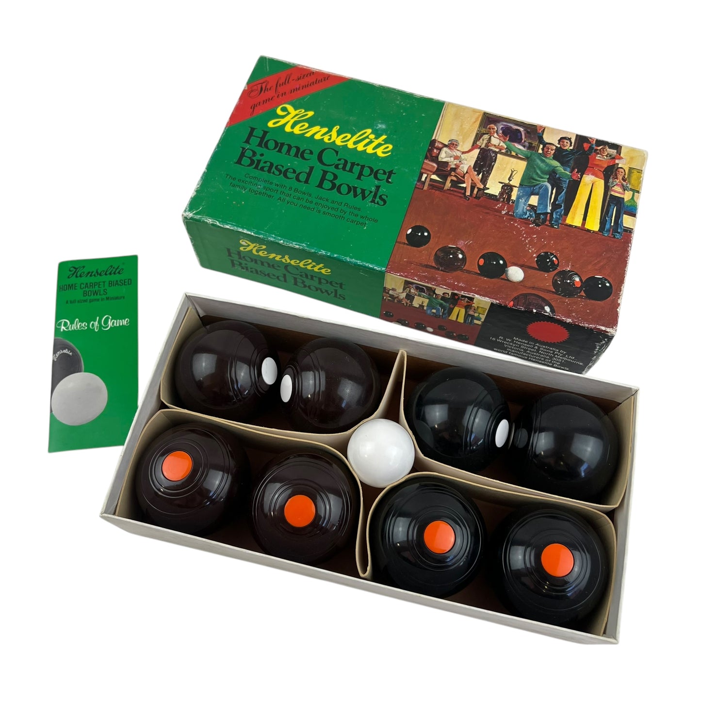 Henselite home carpet biased bowls set in original box