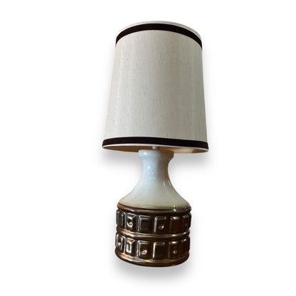 Mid-Century Brown & Cream Bedside Lamp Pair
