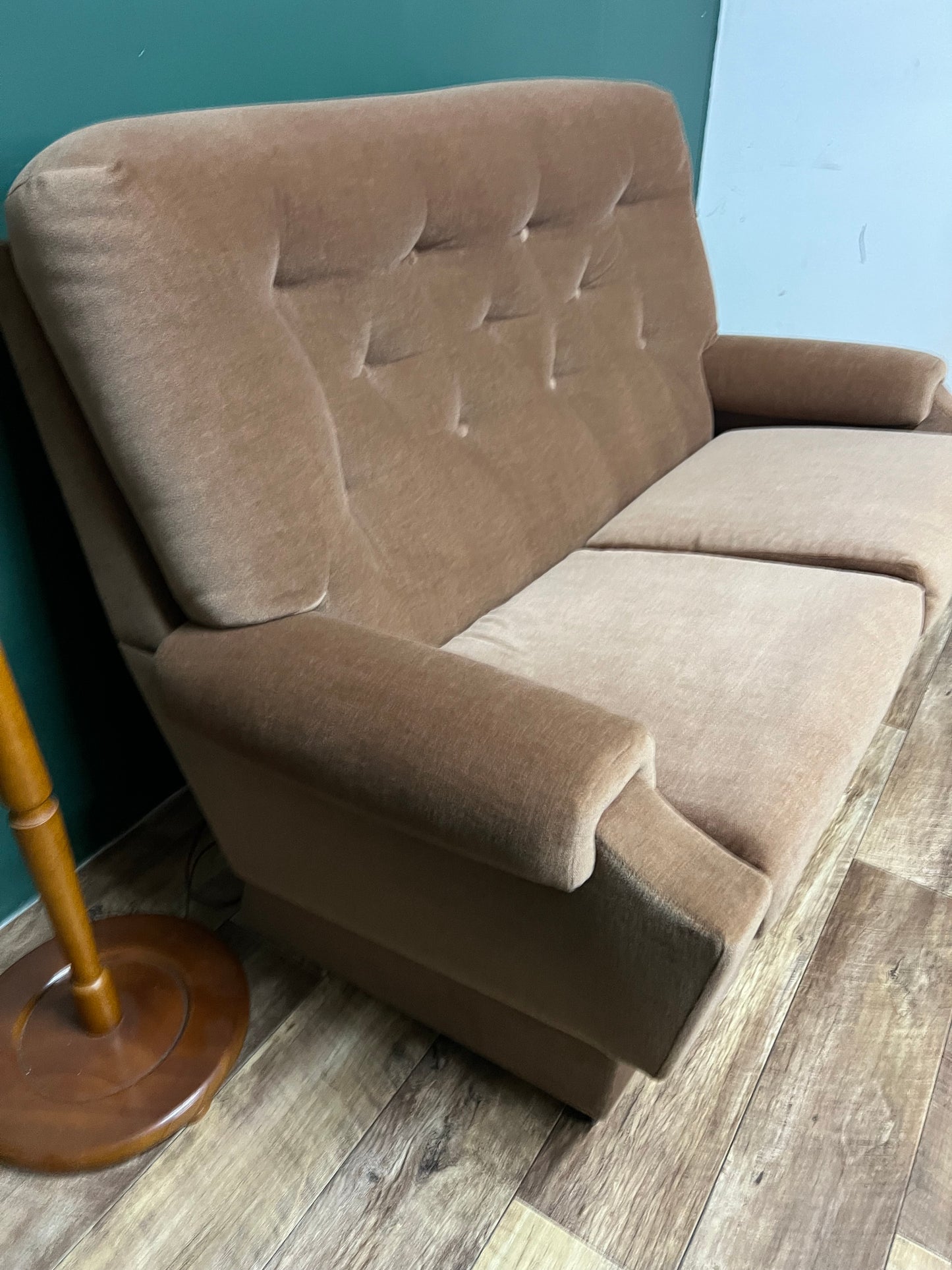 Taupe Two Seater Button Tufted Upholstered Lounge