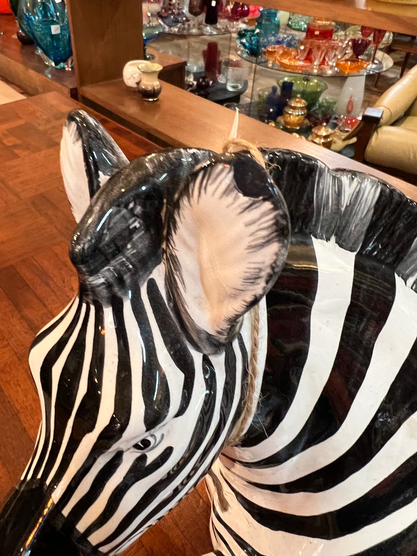 Vintage Ceramic Zebra Statue