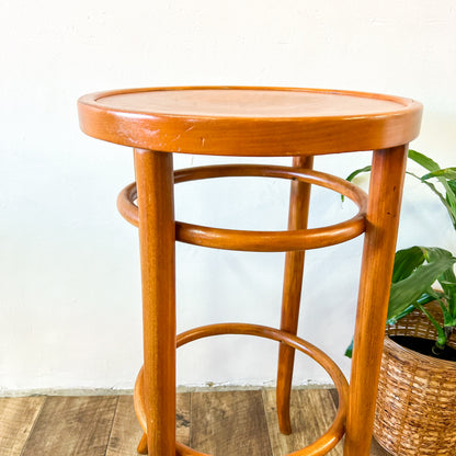 Bentwood Thonet style brown timber stool