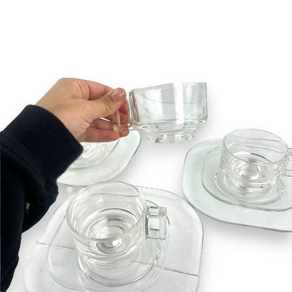 Joe Colombo Italian Arno Glass Trio: Salad plate, teacup & Saucer