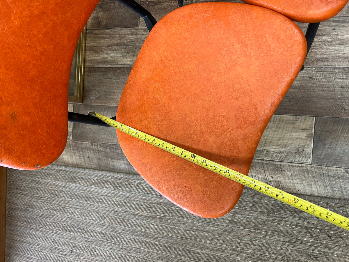 Set of 4 Orange Vinyl Dining Chairs