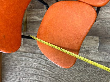 Set of 4 Orange Vinyl Dining Chairs