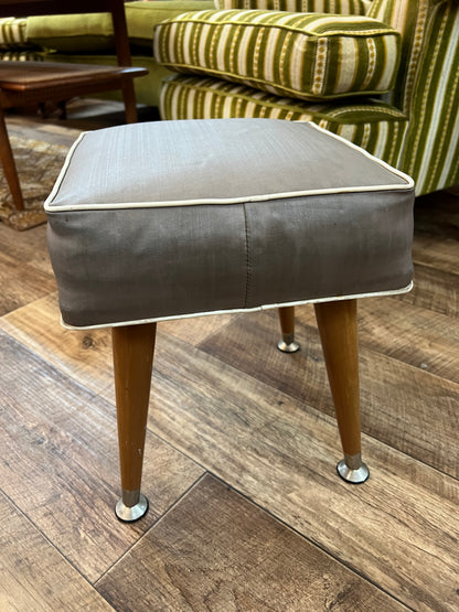 Grey Square Mid Century Footstool with Removable Legs
