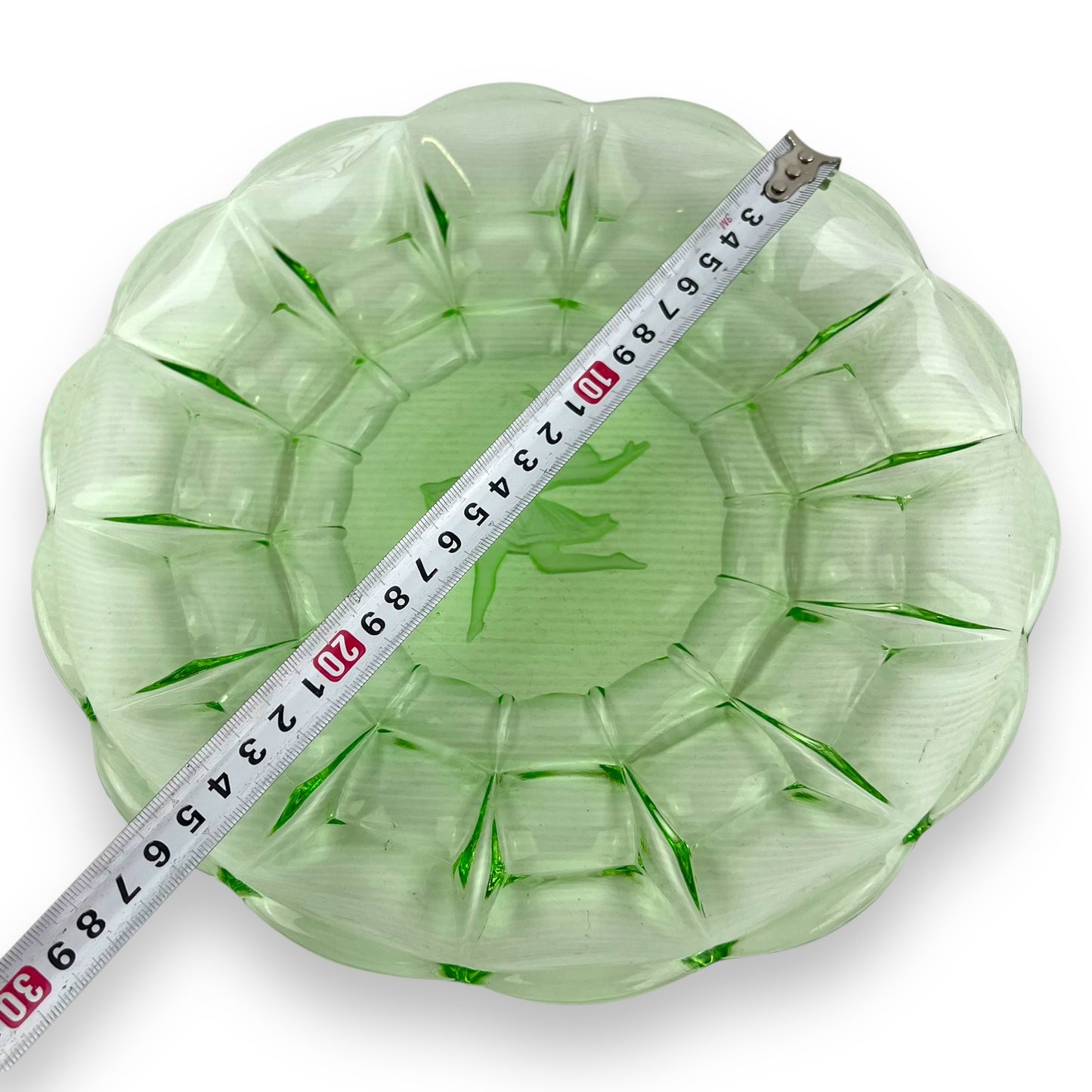 Green glass ballerina plate