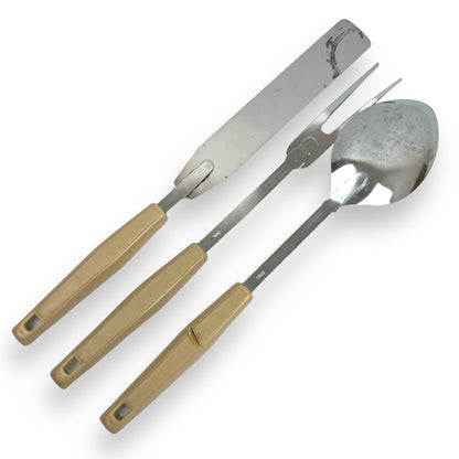 Kitchen Utensils Set x3 Brown Plastic Handles