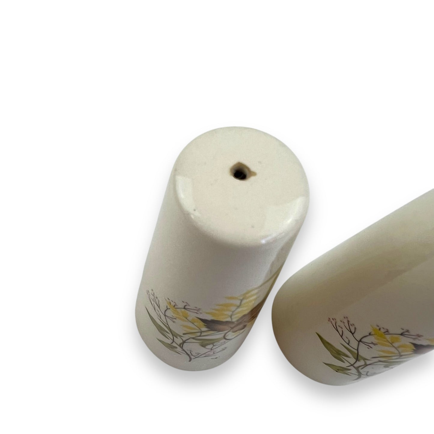 Brown Leaf with yellow flower salt and pepper shaker set
