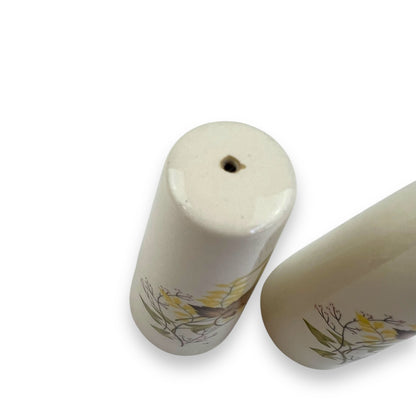 Brown Leaf with yellow flower salt and pepper shaker set