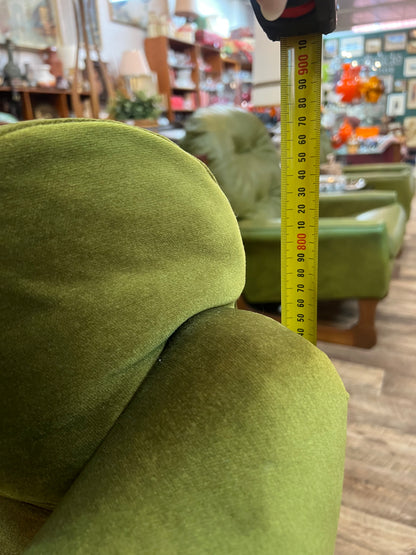 Dana Furniture 2 Seater Lounge | Olive Green Velour | Mid Century Modern Sofa
