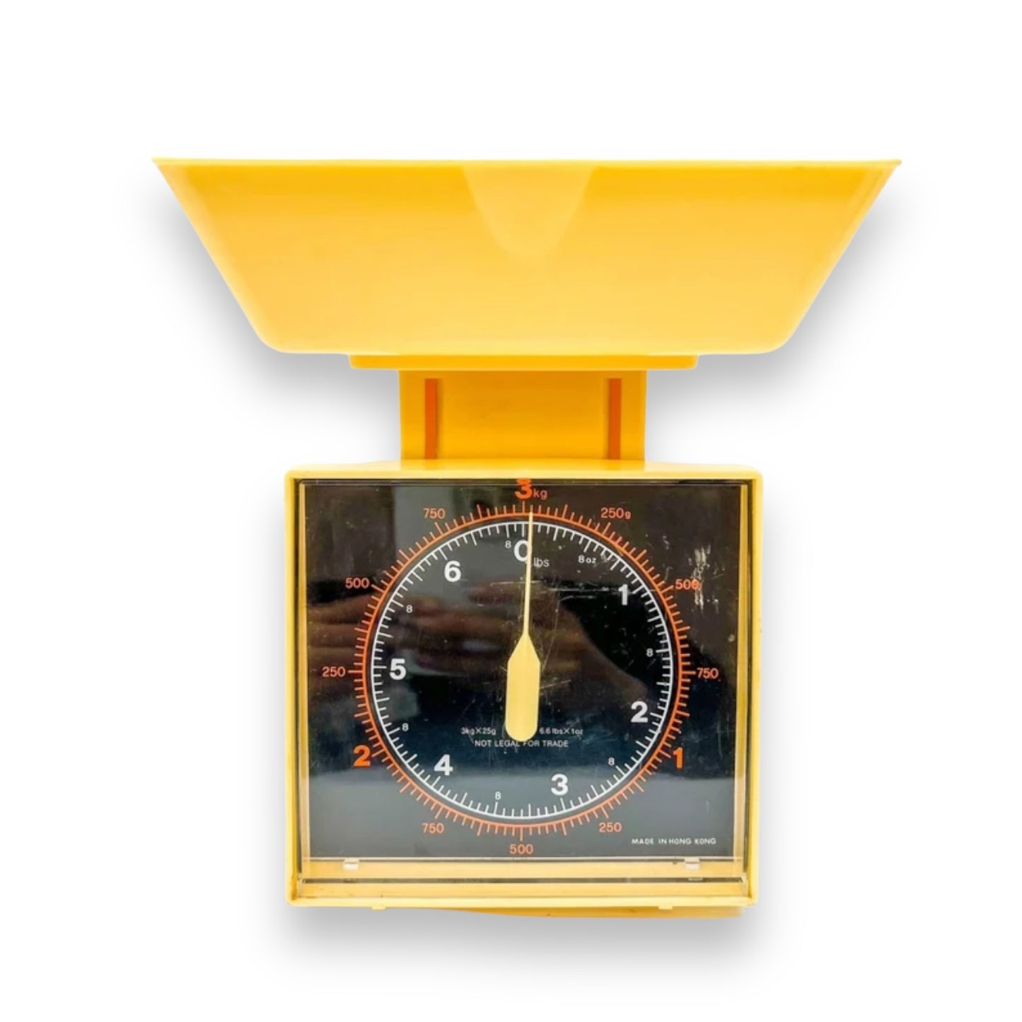 Retro yellow plastic kitchen scales - Made in Hong Kong
