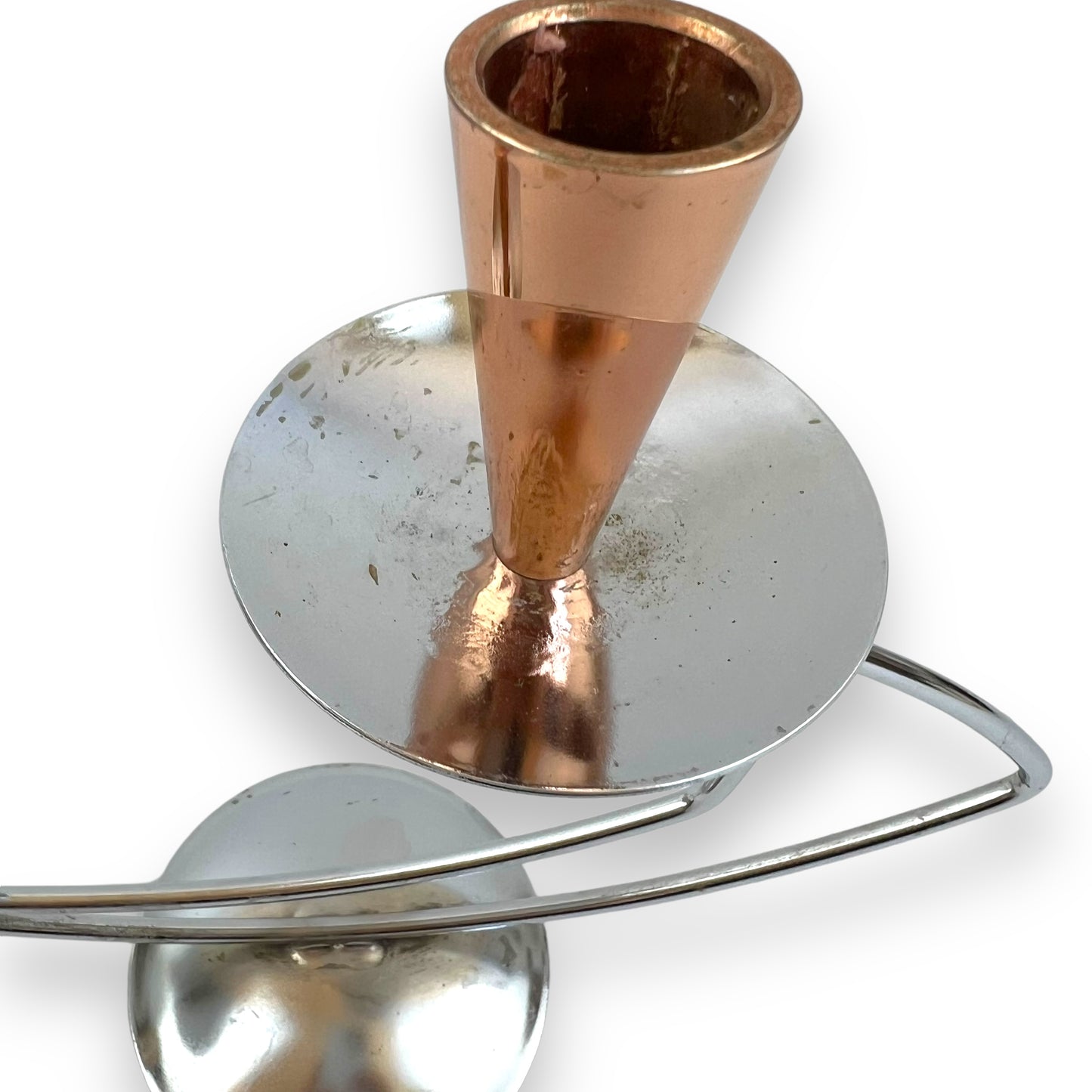 MCM Chrome & Copper Candle Holder