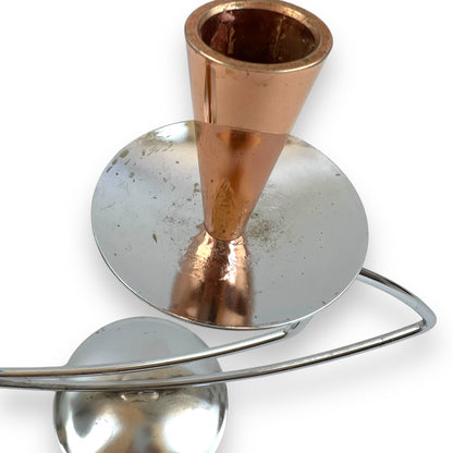 MCM Chrome & Copper Candle Holder